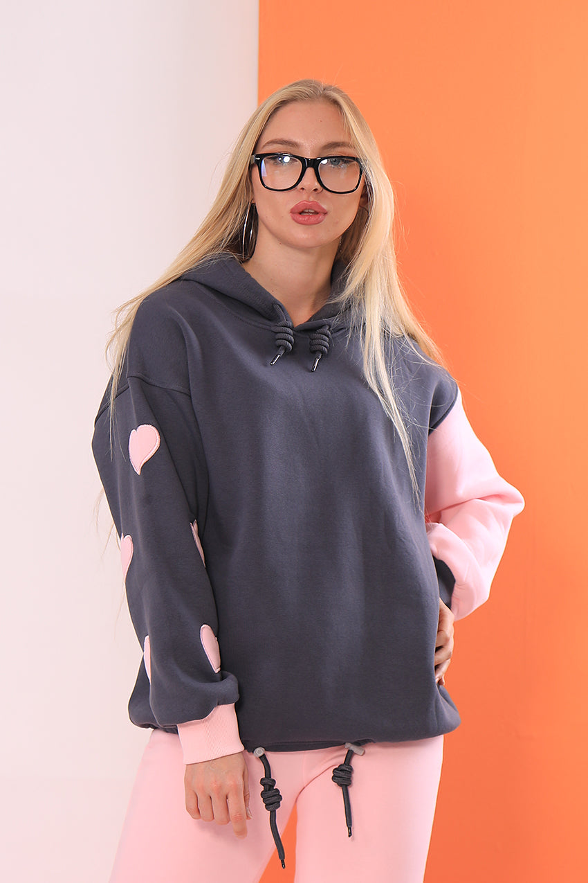 Hearts Sleeve Hoodie