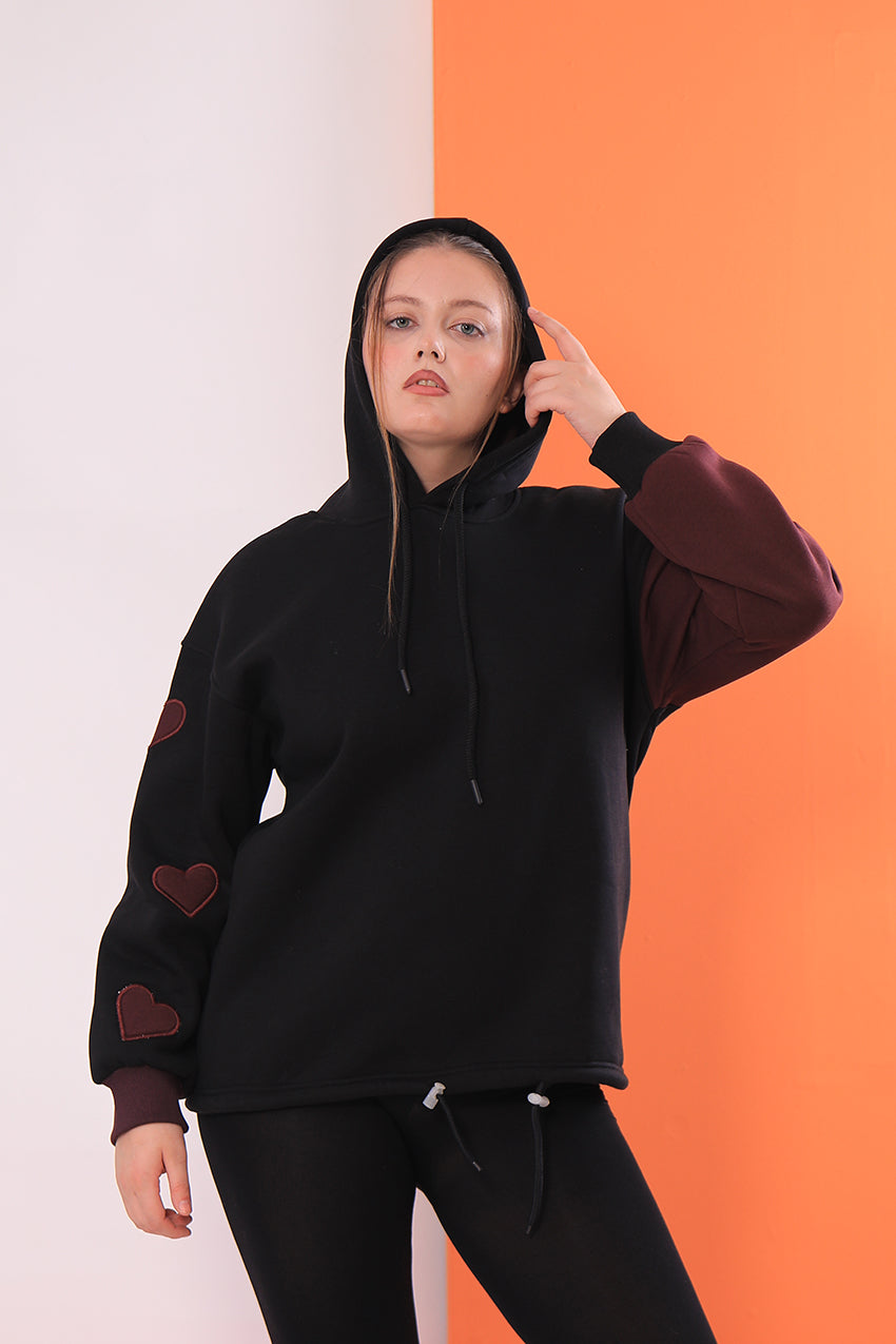 Hearts Sleeve Hoodie