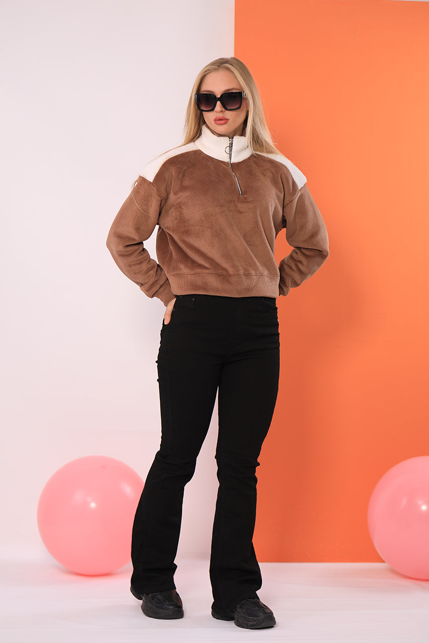 Fur Shoulder Sweatshirt