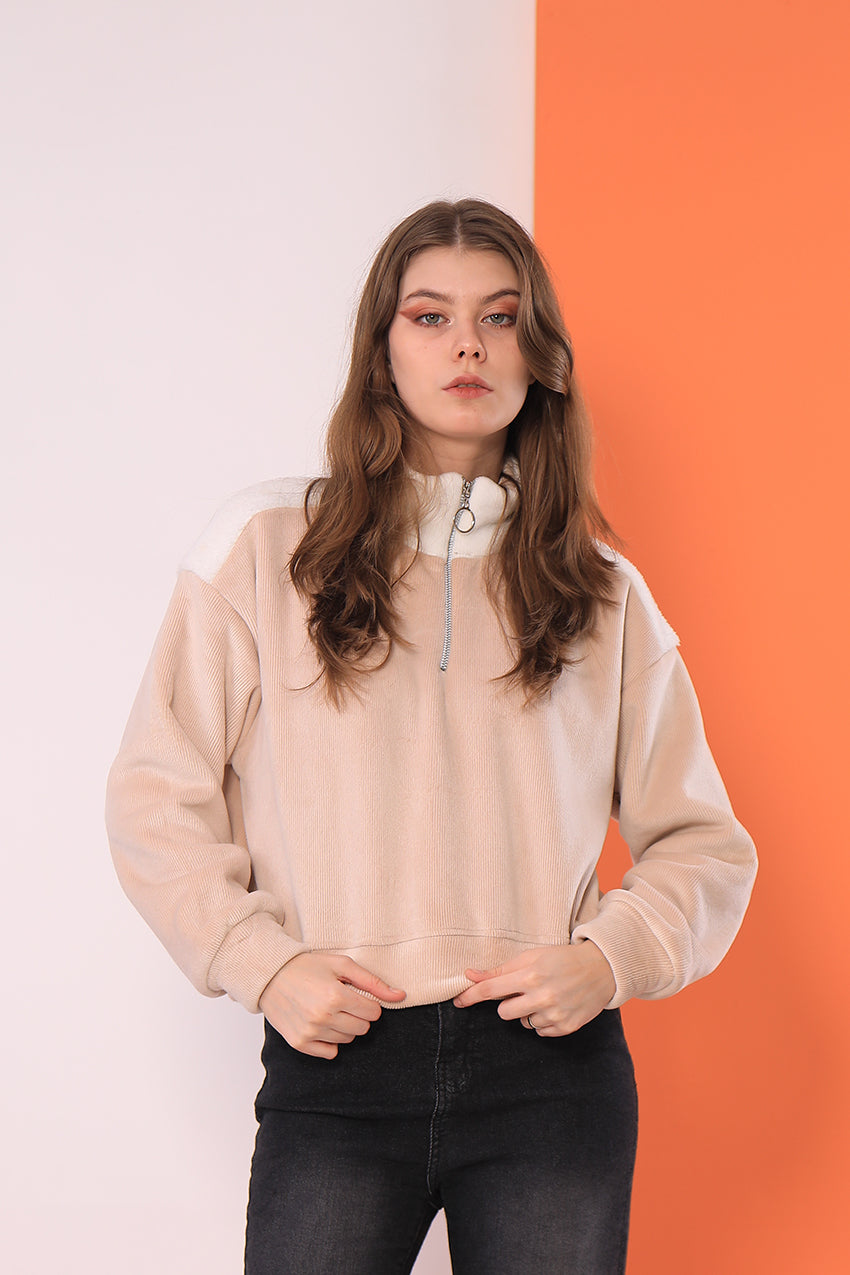 Fur Shoulder Sweatshirt