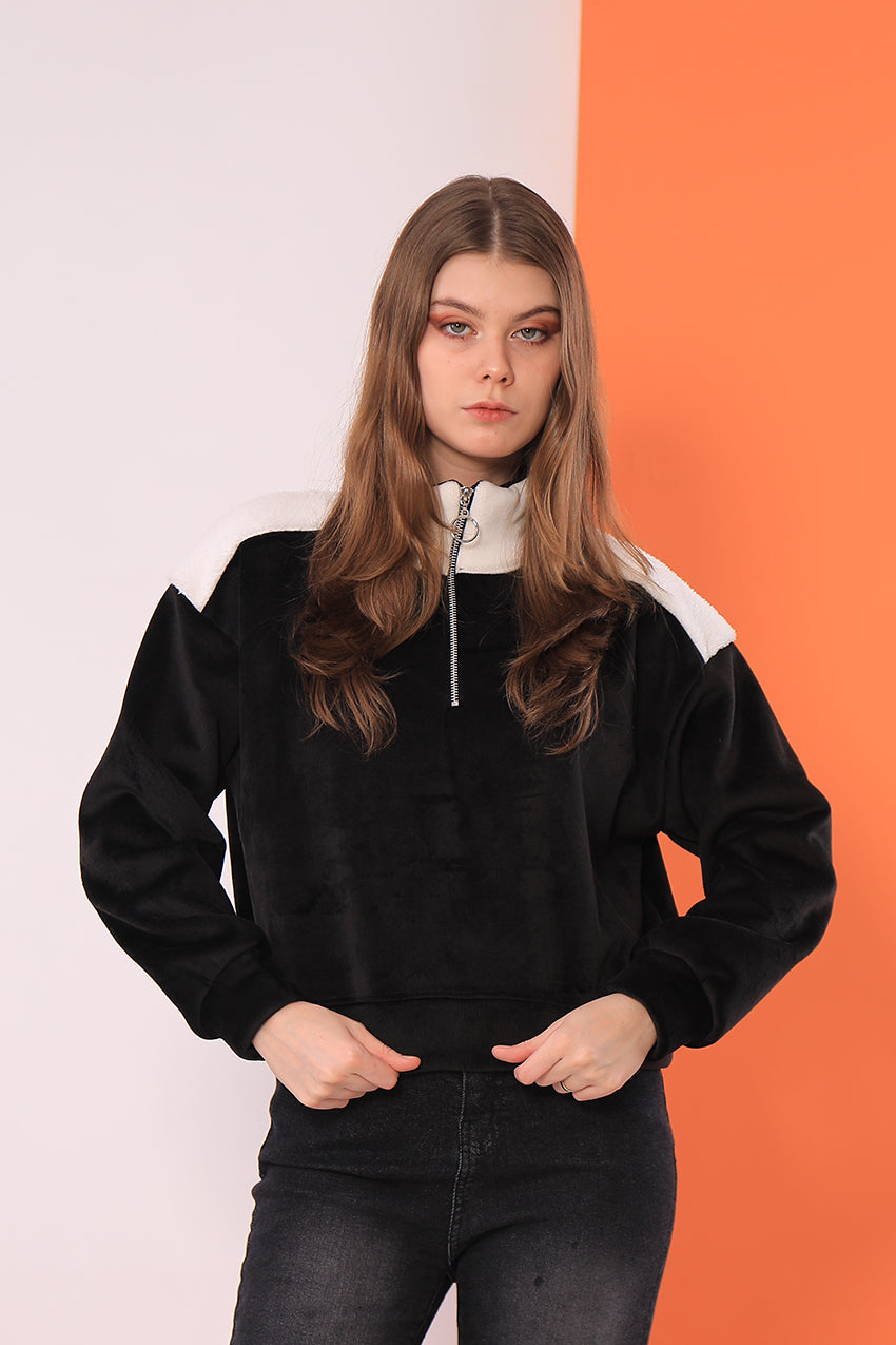 Fur Shoulder Sweatshirt