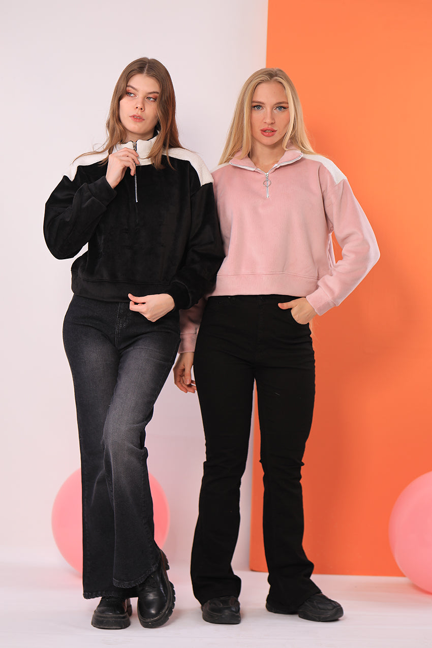 Fur Shoulder Sweatshirt